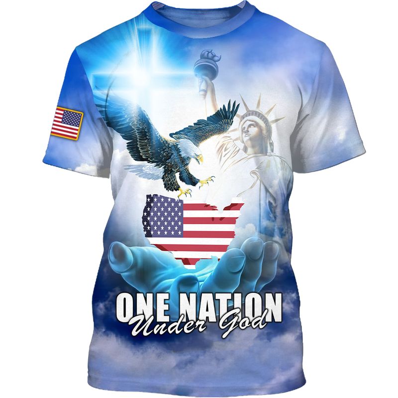 Statue of Liberty One Nation Under God Eagle American flag 3d shirt, hoodie 10