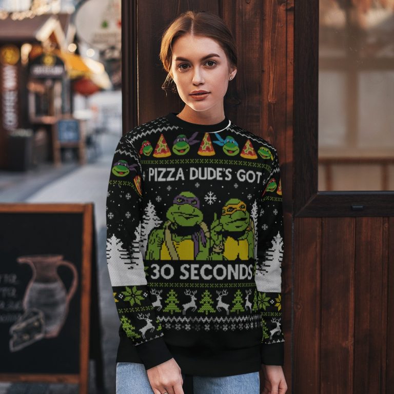 Teenage Mutant Ninja Turtles Pizza Dude's got 30 seconds ugly sweater 12