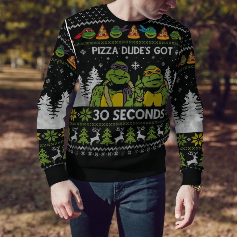 Teenage Mutant Ninja Turtles Pizza Dude's got 30 seconds ugly sweater 10
