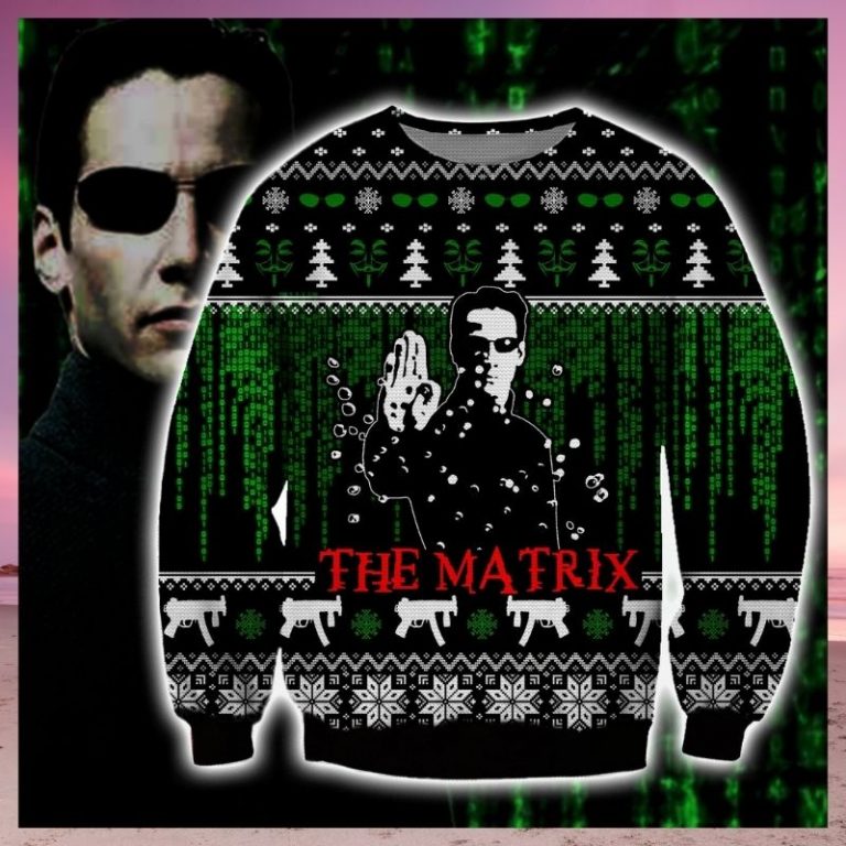 The Matrix Keanu Reeves ugly sweater, sweatshirt 8