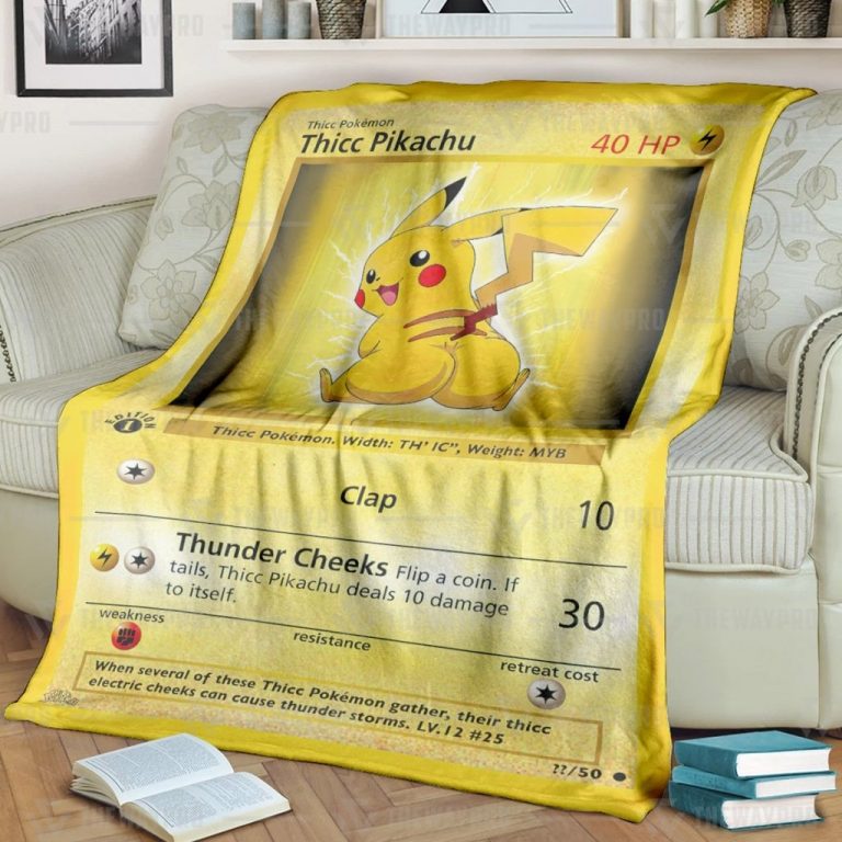 Thicc Pikachu Pokemon fleece blanket, rug 14