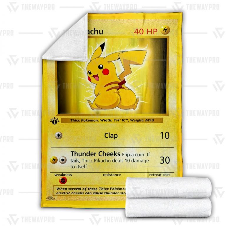 Thicc Pikachu Pokemon fleece blanket, rug 16