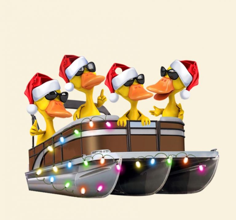 Duckies In Pontoon Boat custom Christmas ornament 13