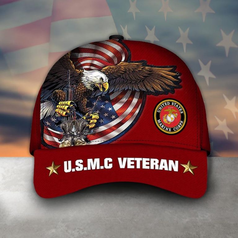 United States Marine Corps Veteran Eagle American flag cap 9