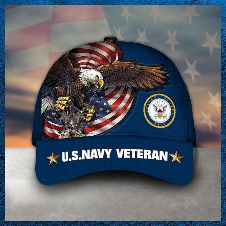 United States Navy Veteran Eagle American flag cap 9