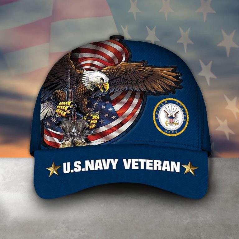 United States Navy Veteran Eagle American flag cap 8