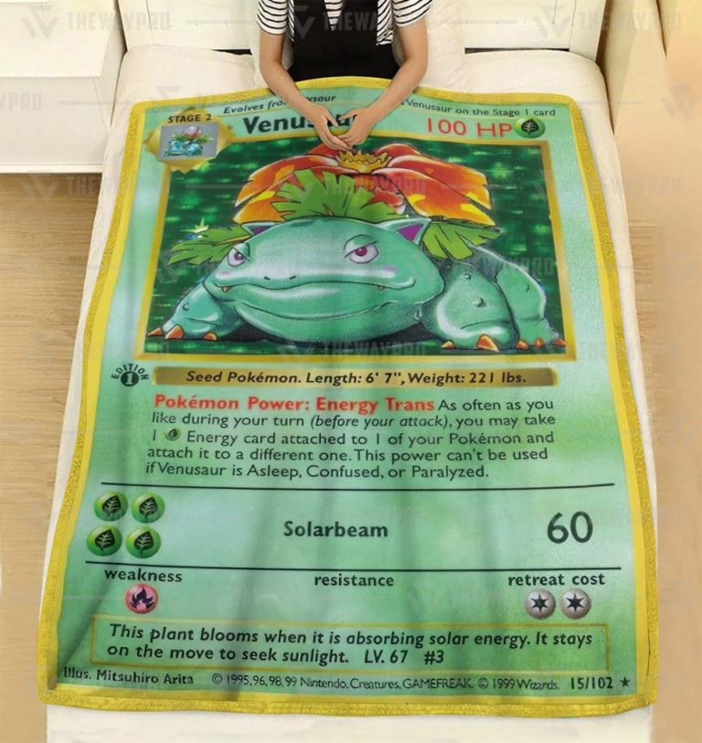 Venusaur Card Pokemon fleece blanket, rug 16