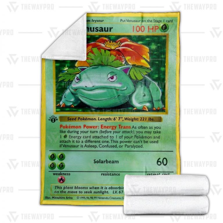 Venusaur Card Pokemon fleece blanket, rug 17