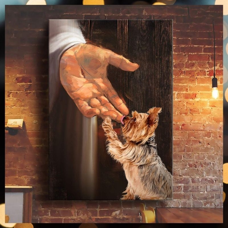 Yorkshire Terrier In the hand of God Jesus canvas 11