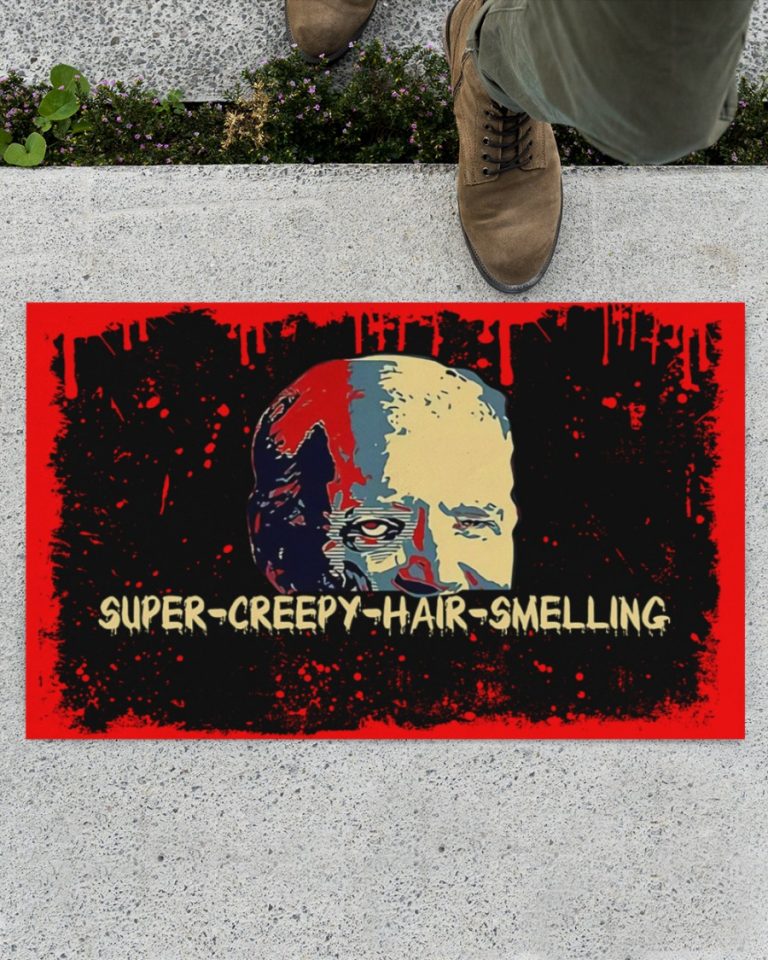 Zombie Biden Super Creepy Hair Smelling blood Halloween doormat 14