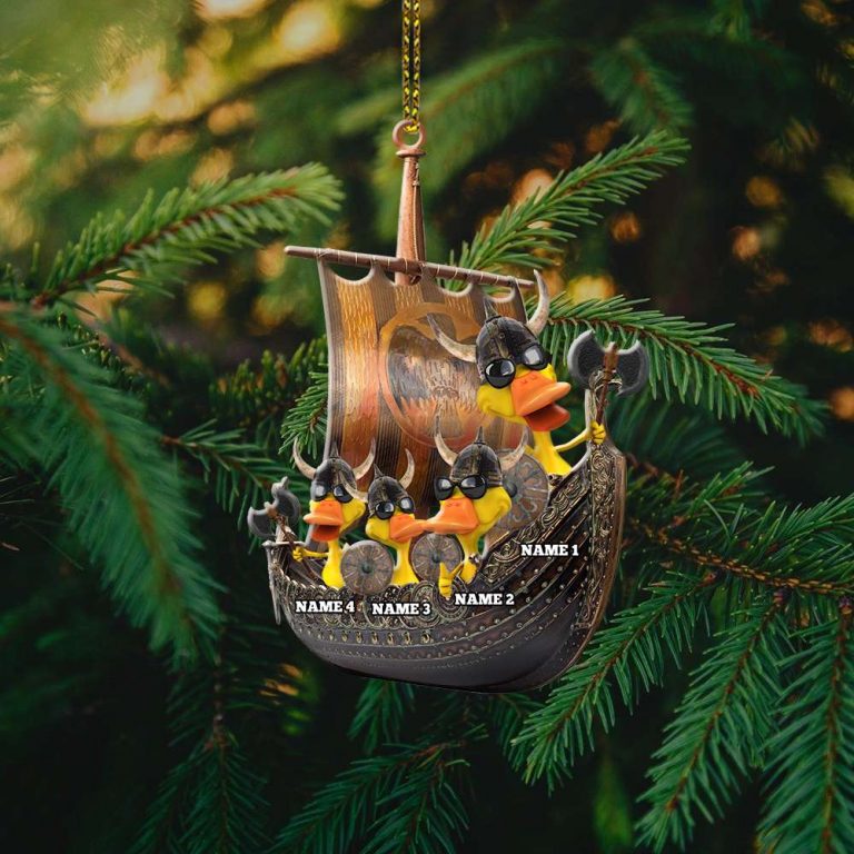 Ducks On A Viking Boat custom Christmas ornament 15