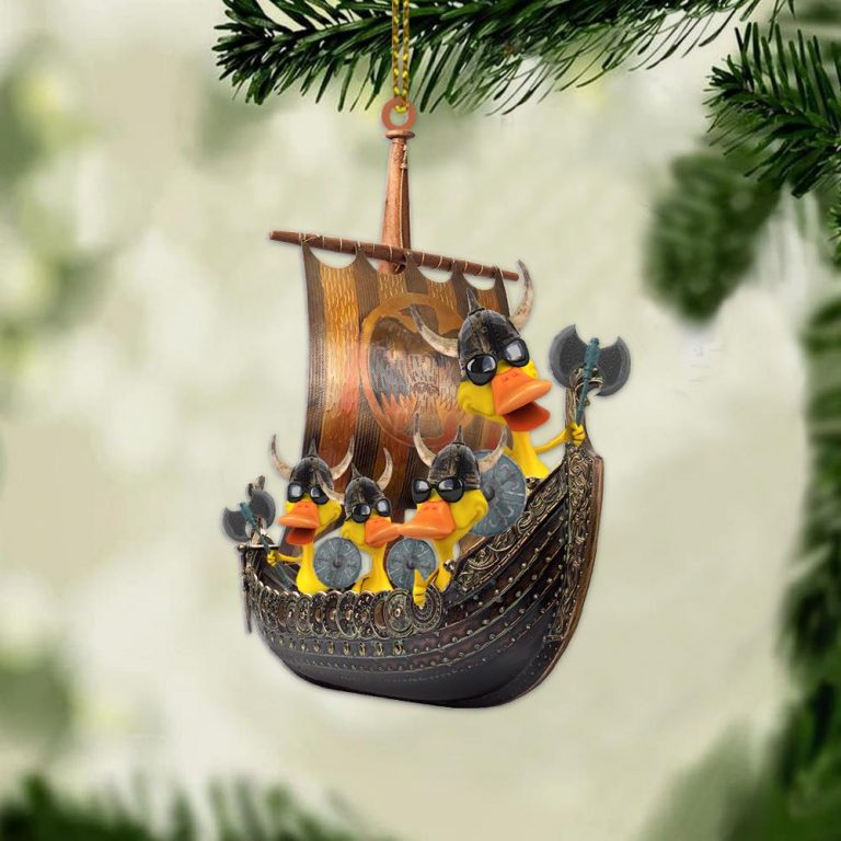 Ducks On A Viking Boat custom Christmas ornament 14
