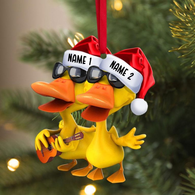 Duckies Playing Guitar custom Christmas ornament 10