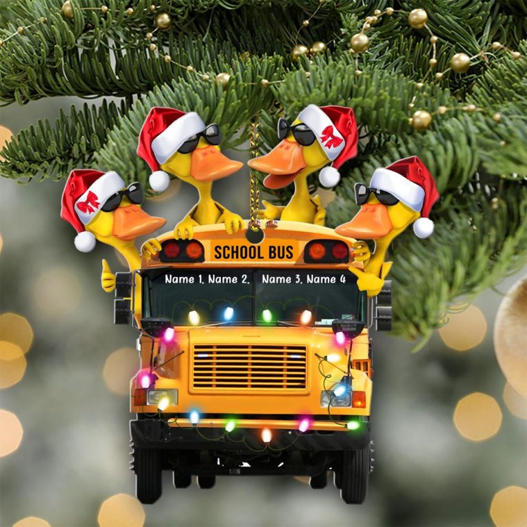 School Bus Yellow Duckies custom Christmas ornament 18