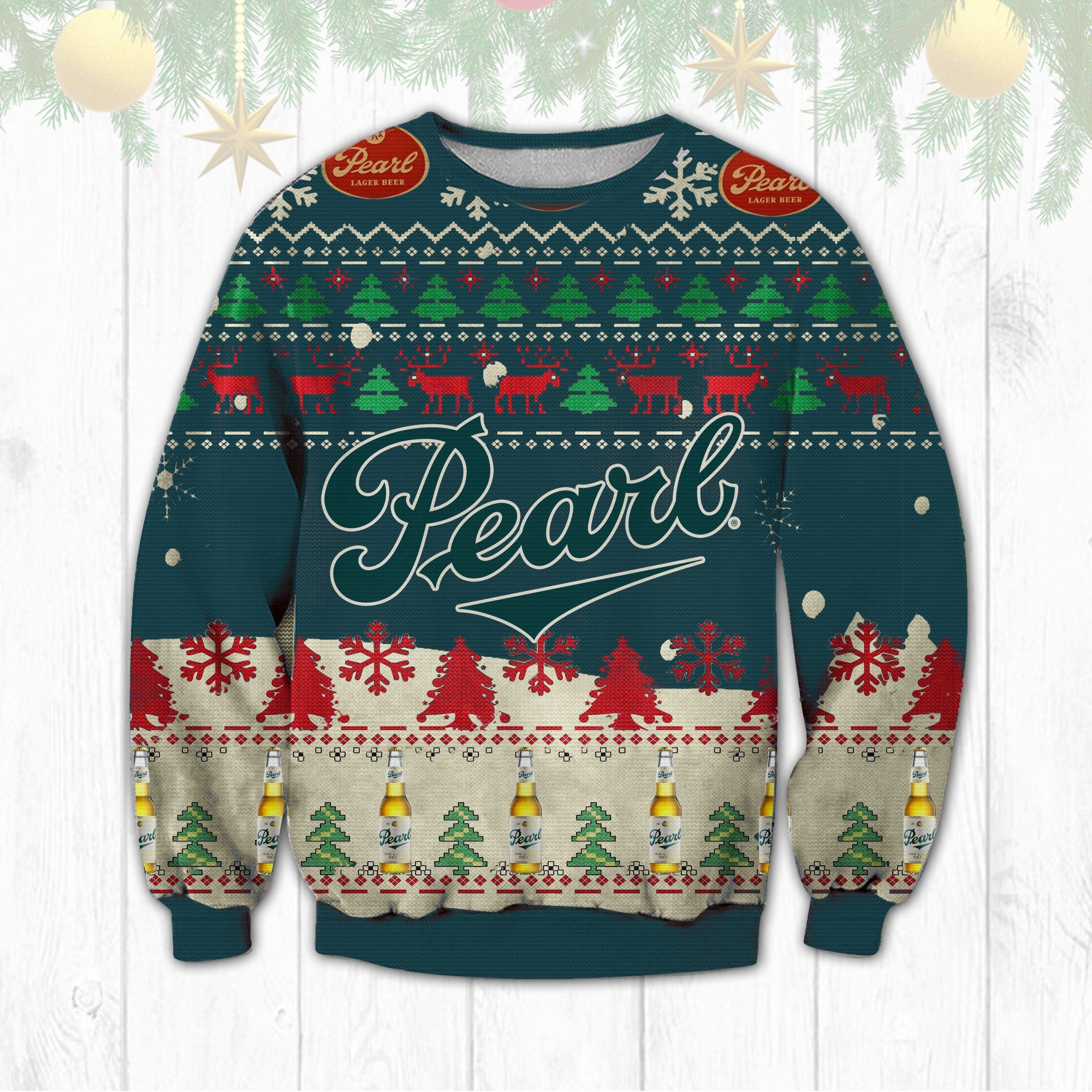 LIMITED Pearl Beer Brewing Company ugly Christmas sweater 1