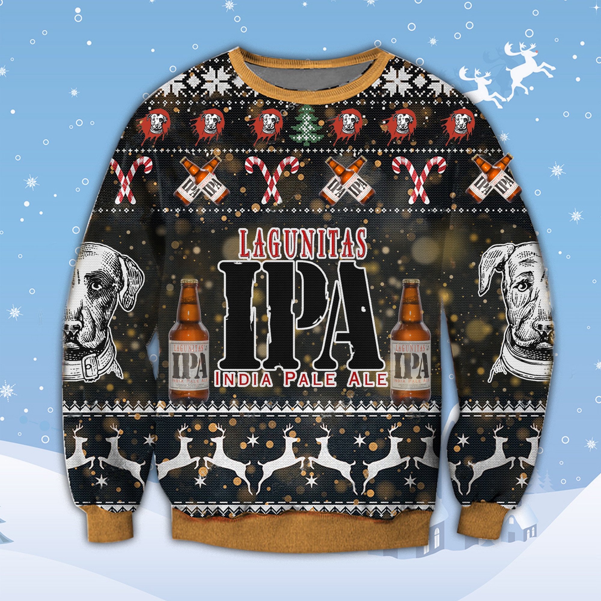 NEW Lagunitas India Pale Ale ugly Christmas sweater 9