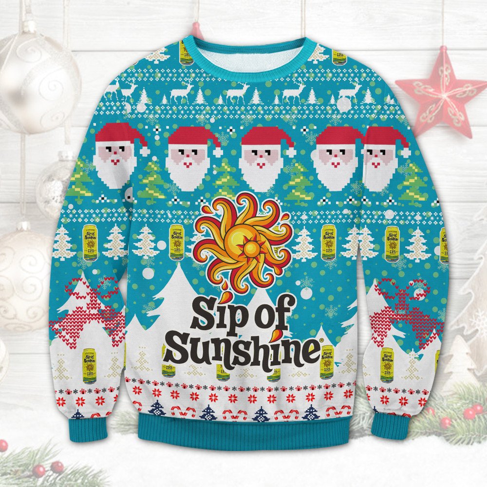 LIMITED Santa Claus Sip Of Sunshine ugly Christmas sweater 1