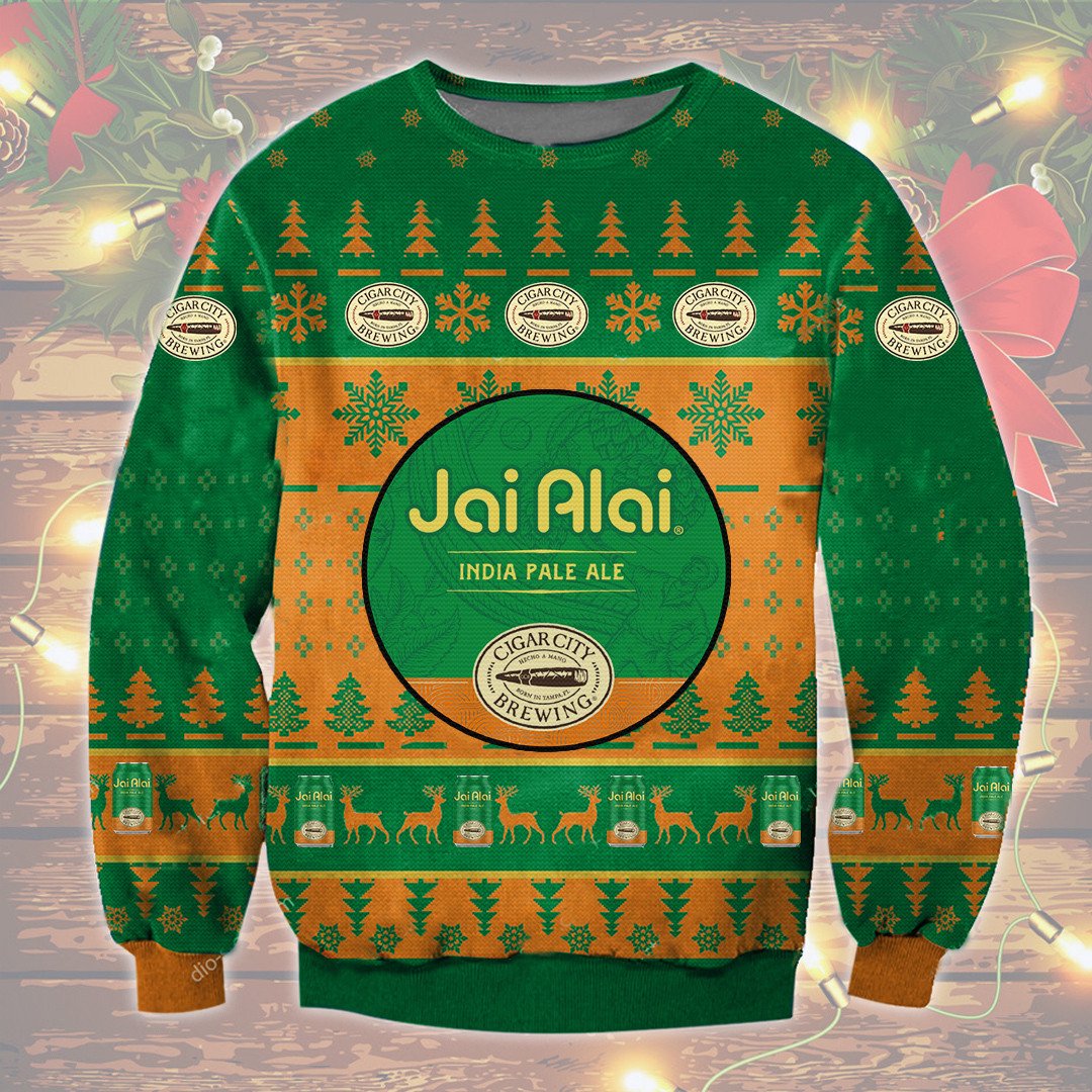 HOT Cigar City Jai Alai Ipa Beer ugly Christmas sweater 8