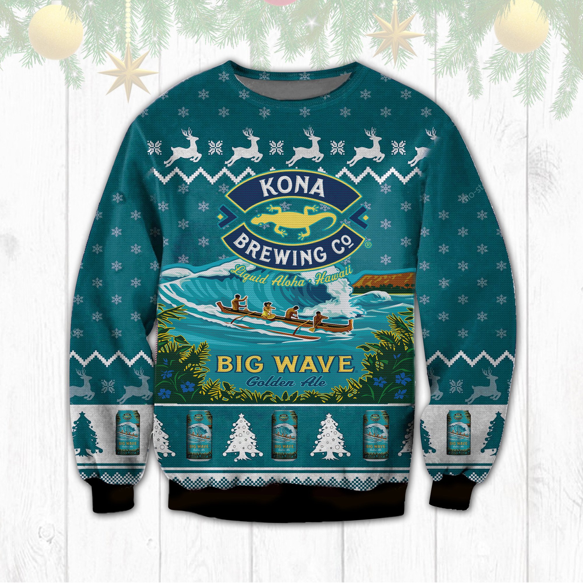 HOT Kona Brewing Company Big Wave ugly Christmas sweater 6