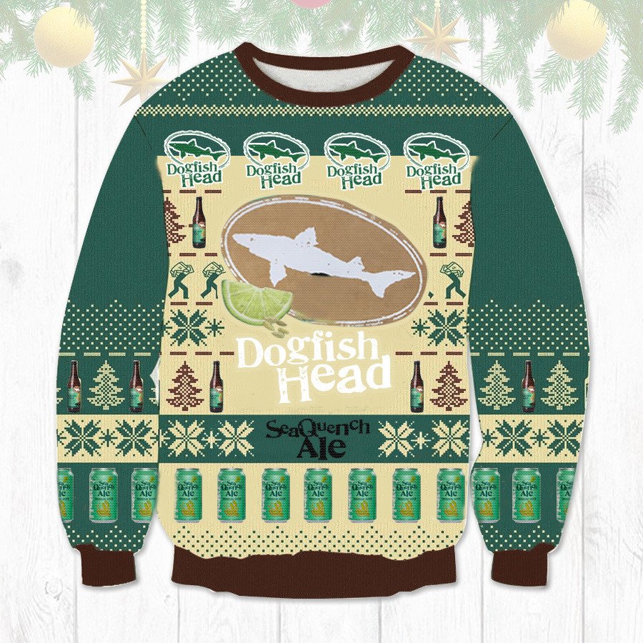LIMITED Dogfish Head Craft Brewed Ales ugly Christmas sweater 7