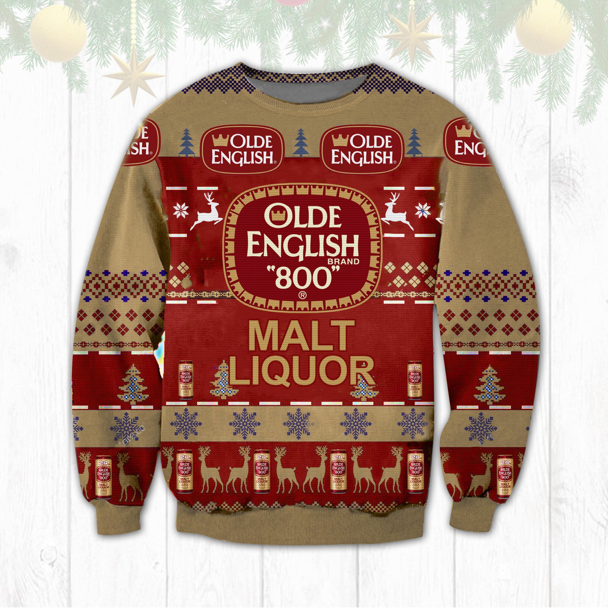 LIMITED Olde English 800 malt liquor ugly Christmas sweater 9