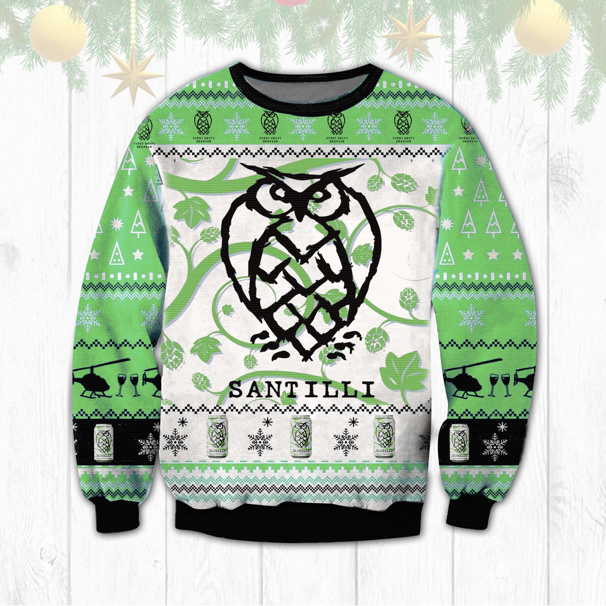 HOT Santilli Night Shift Brewing ugly Christmas sweater 1