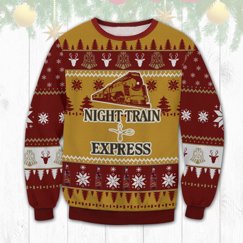 BEST Night Train Express wine ugly Christmas sweater 1