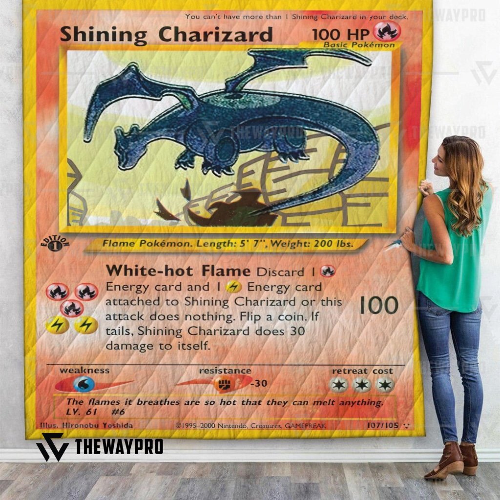 BEST Shining Charizard Neo Destiny Pokemon Quilt 11