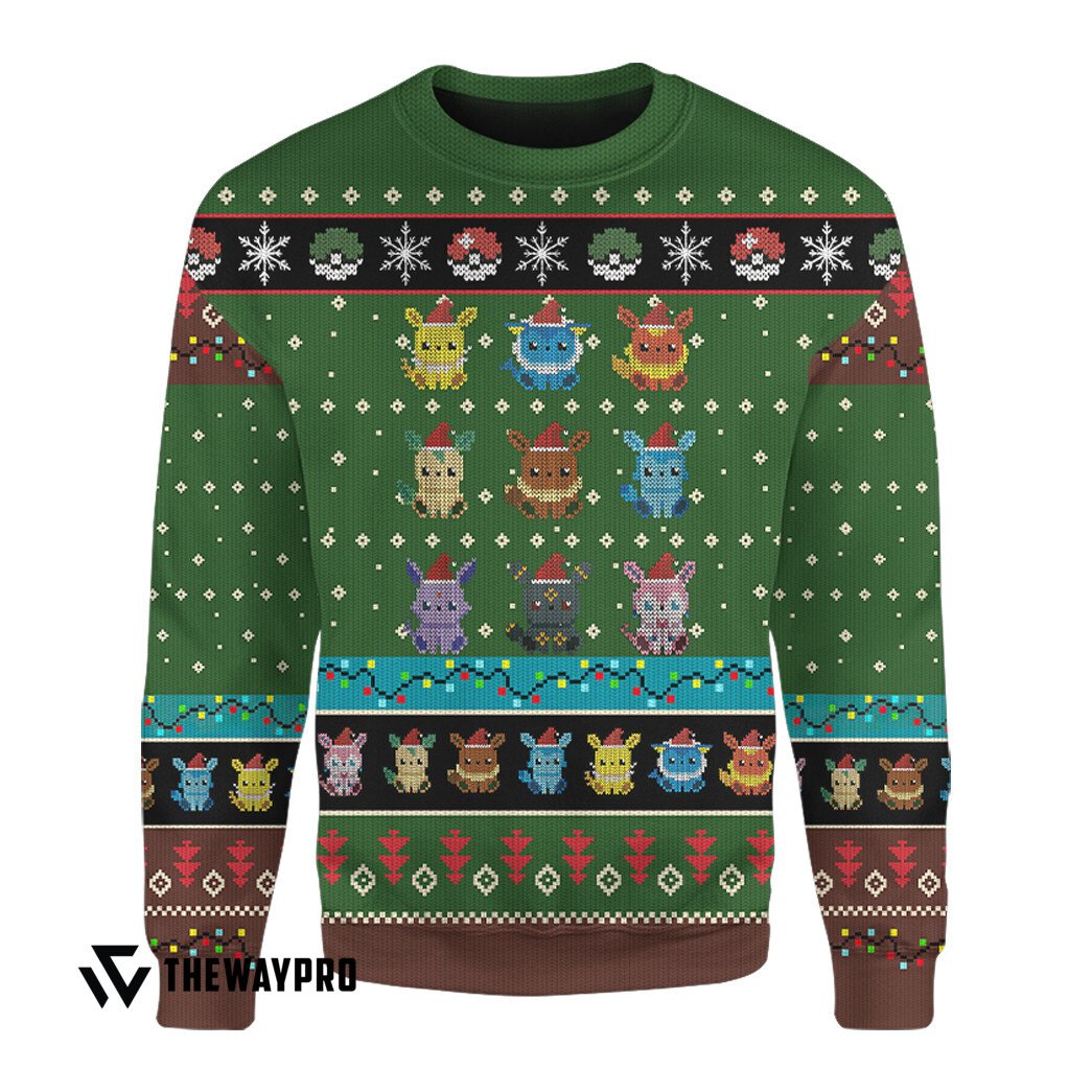 BEST Eevee Evolution Pokemon Christmas Sweater 5