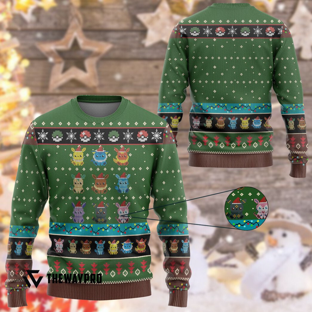 BEST Eevee Evolution Pokemon Christmas Sweater 16