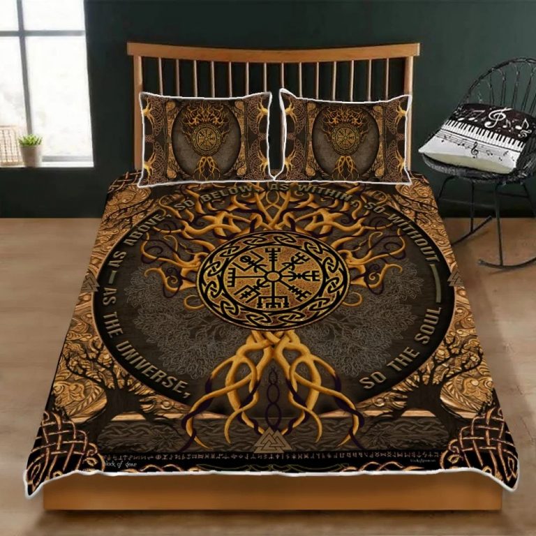 As The Universe So The Soul Tree Of Life Viking Quilt Bedding Set 1