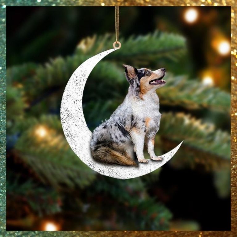 LIMITED Australian Shepherd Sit On The Moon ornament 9