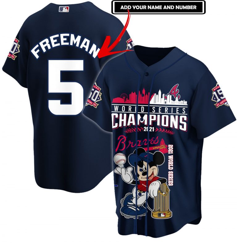 BEST Personalized Mickey Mouse Atlanta Braves World Series Champions 2021 Baseball Jersey 10