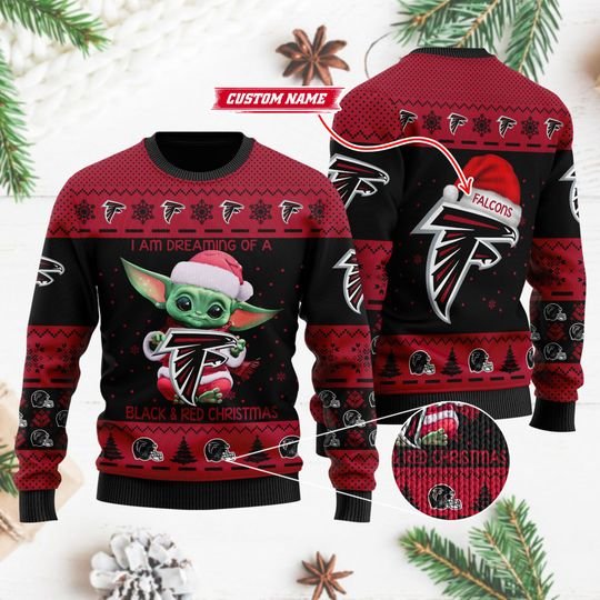 Baby Yoda Atlanta Falcons Ugly Christmas Sweater