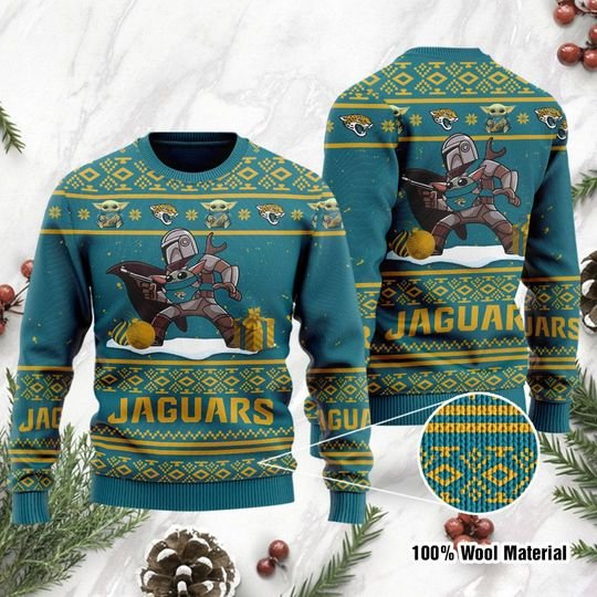 Baby Yoda Boba Fett The Mandalorian Jacksonville Jaguars Ugly Christmas Sweater