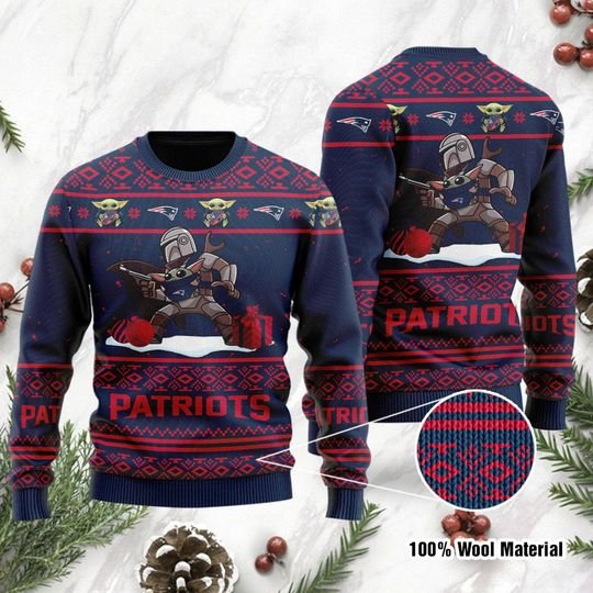Baby Yoda Boba Fett The Mandalorian New England Patriots Ugly Christmas Sweater