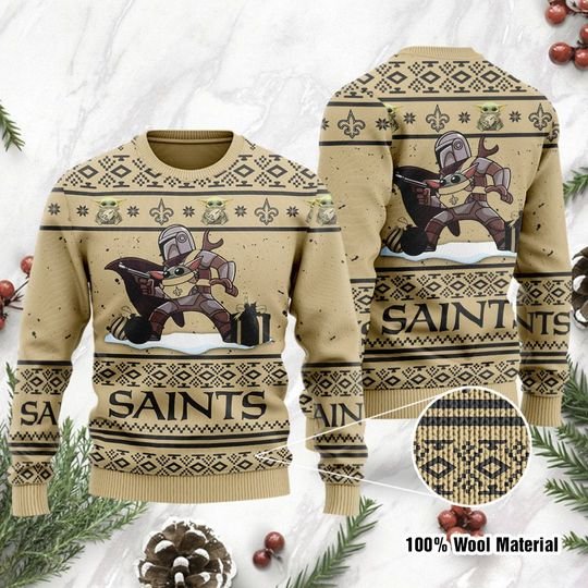 Baby Yoda Boba Fett The Mandalorian New Orleans Saints Ugly Christmas Sweater