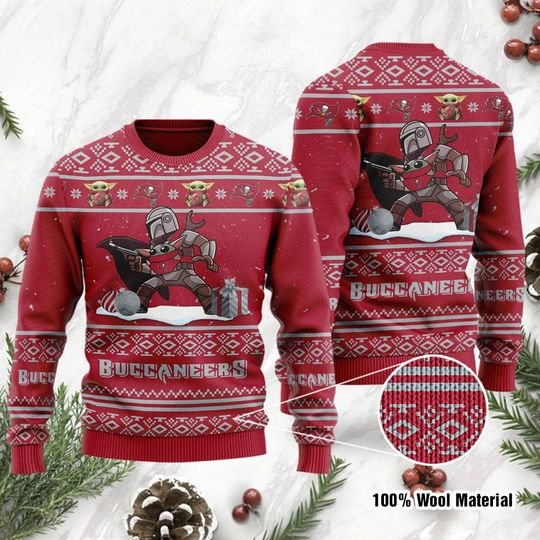Baby Yoda Boba Fett The Mandalorian Tampa Bay Buccaneers Ugly Christmas Sweater