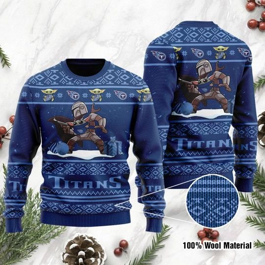Baby Yoda Boba Fett The Mandalorian Tennessee Titans Ugly Christmas Sweater