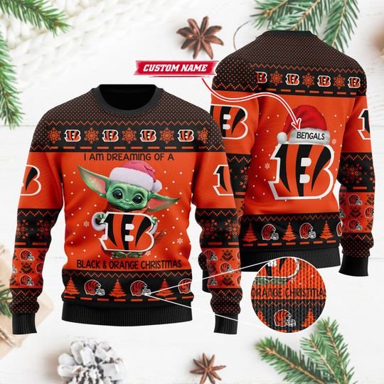 Baby Yoda Cincinnati Bengals Ugly Christmas Sweater