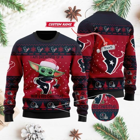 Baby Yoda Houston Texans Ugly Christmas Sweater