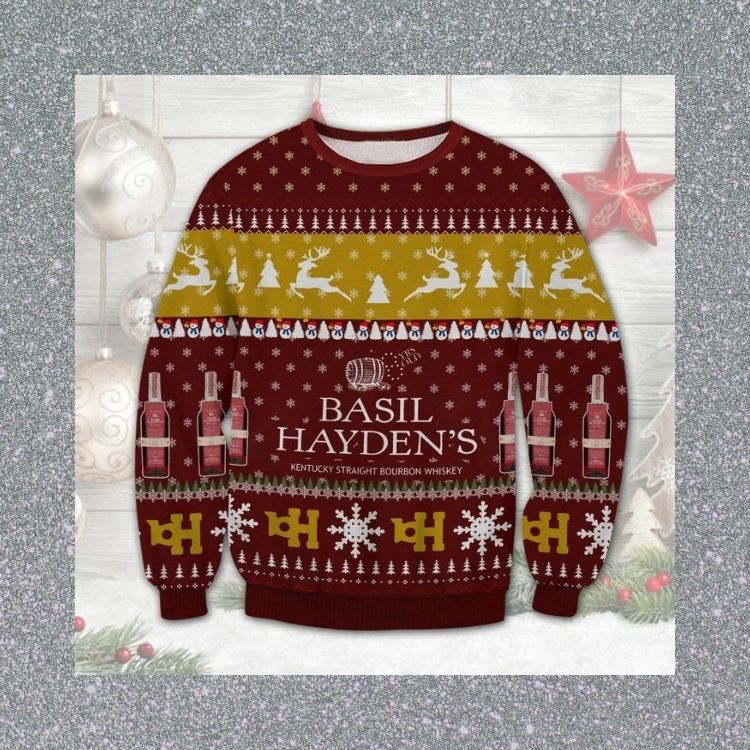 NEW Basil Haydens Bourbon Whiskey ugly Christmas sweater 2