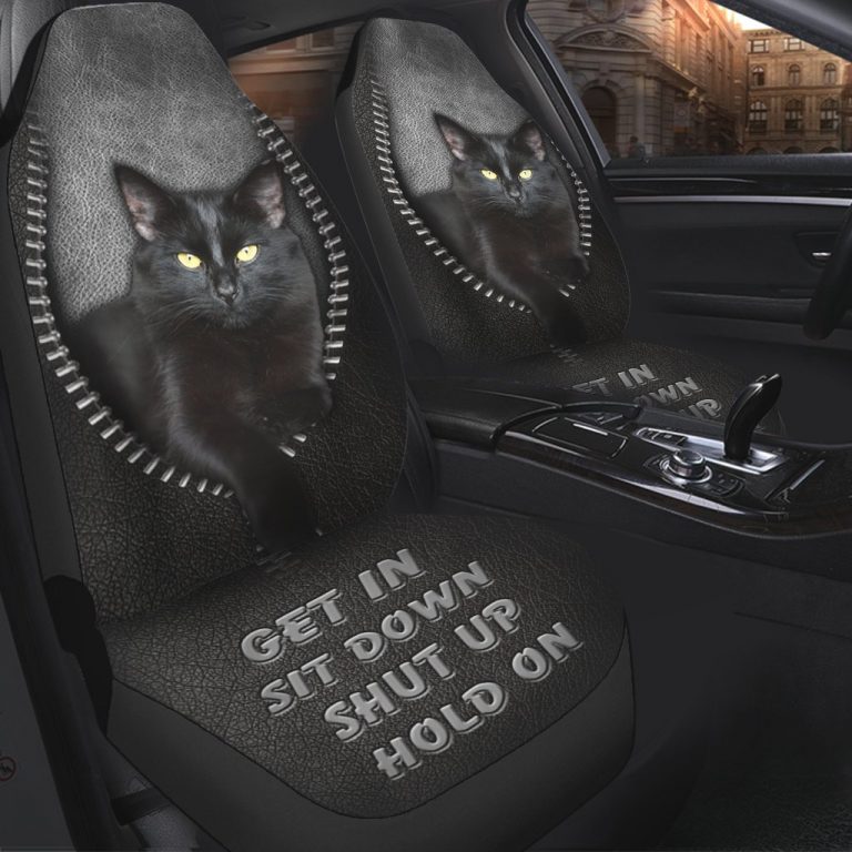HOT Get In Sit Down Shut Up Hold On Black cat car seat cover 10