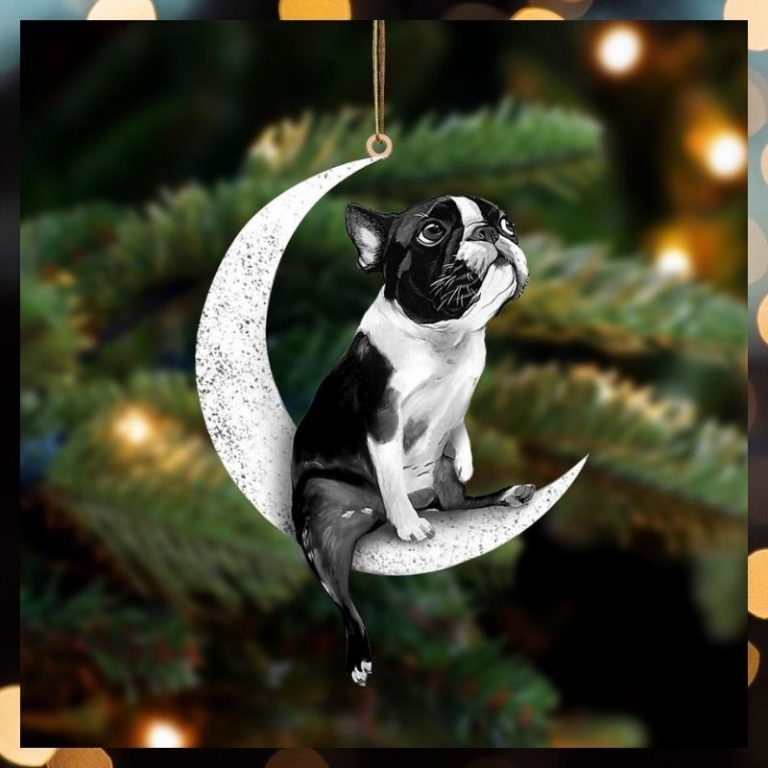 BEST Boston Terrier Sit On The Moon ornament 9