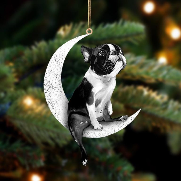 BEST Boston Terrier Sit On The Moon ornament 8