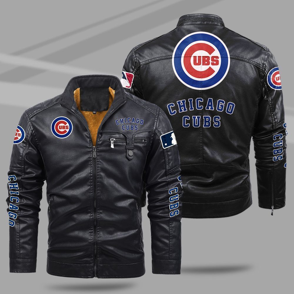 CHICAGO CUBS Fleece Leather Jacket