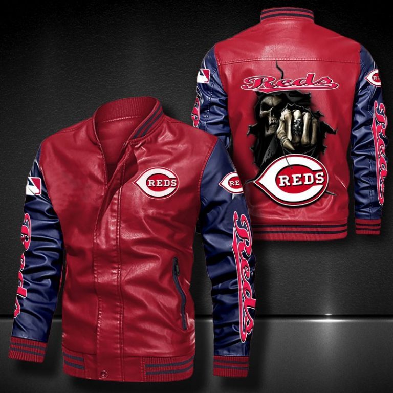 Cincinnati Reds Death God bomber leather jacket 11