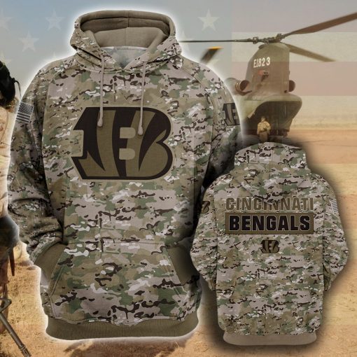Cincinnati Bengals Camo Camouflage Style Veterans Hoodie