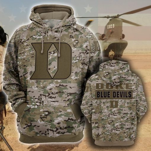 Duke blue devils camo camouflage style veterans hoodie