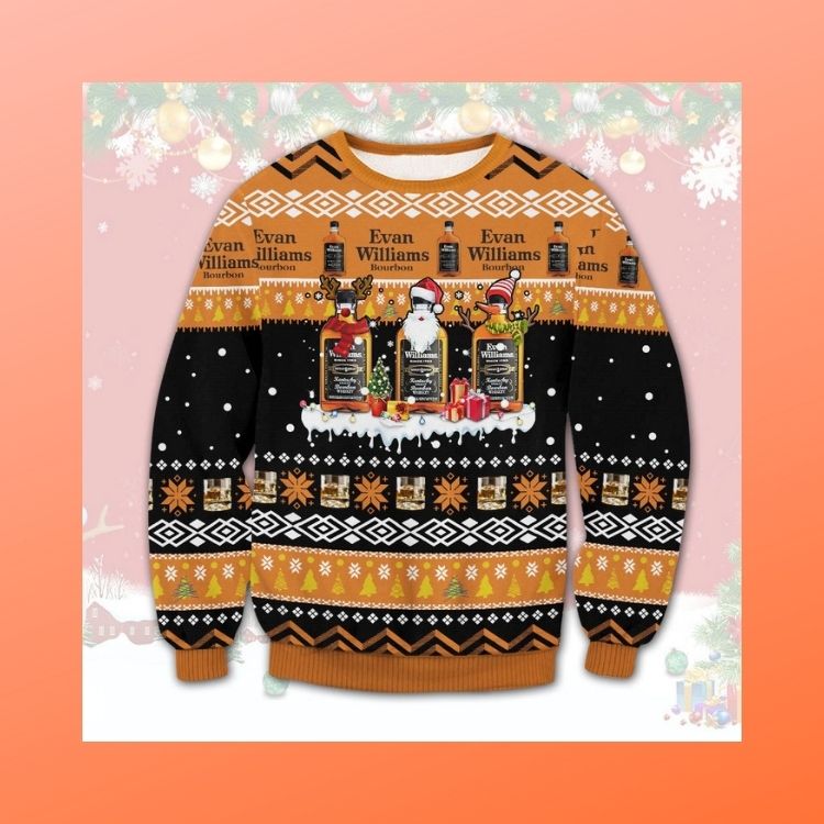 HOT Evan Williams Bourbon ugly Christmas sweater 3